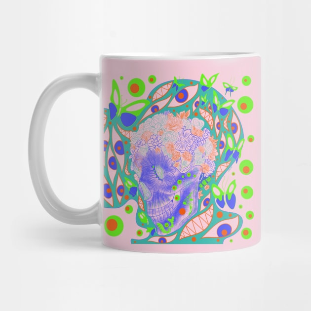 the skull in the deadly roses pattern ecopop by jorge_lebeau